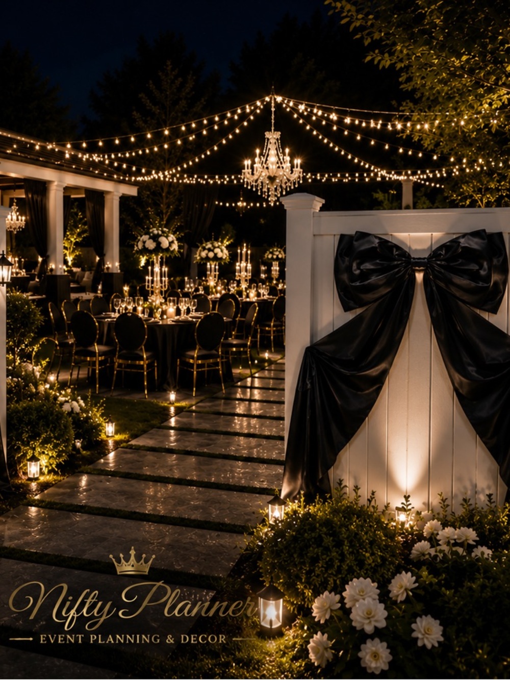 2- Black Satin Bows- PARTY Decor